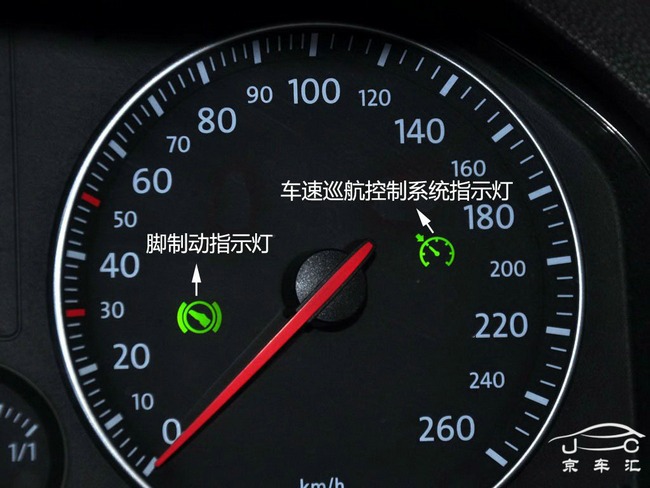 指示灯:当启动车速巡航控制系统并以设定的巡航车速行驶时,该灯自动亮